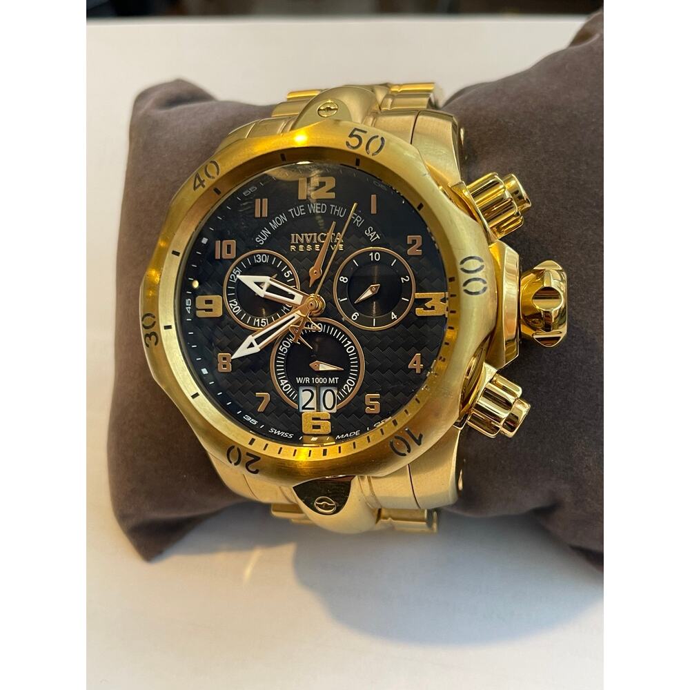 Invicta Venom Chronograph Black Dial Gold-plated Men's Watch 17634 - Picture 2 of 10